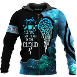 He Is The Wings Keeping My Heart In The Cloud All Over Print 3D Hoodie Sweatshirt - 3D Zip Hoodie - Blue