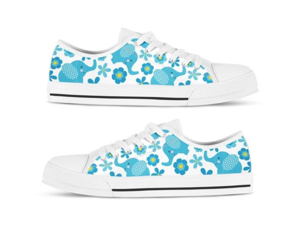 il 794xN.2208872909 q1fc 600x450px Floral Elephant And Blue Flower Best Gift Low Top Shoes