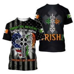 Irish Patrick's Day 3D Mish By Blood American Birth Patriot By Choice All Over Prin 3d Shirt - 3D T-Shirt - Black