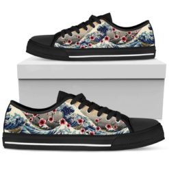 Japanese Sakura Cute Gift Low Top Shoes - Women's Shoes - Black