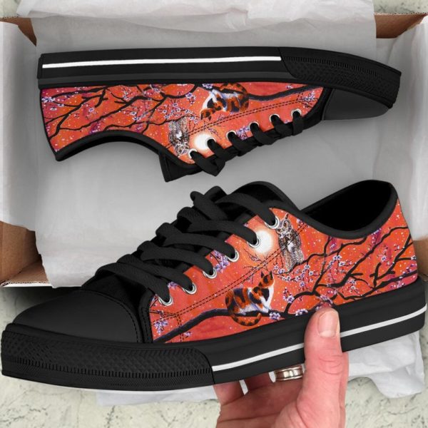 Moon Cat In Night Sakura Low Top Shoes - Men's Shoes - Black