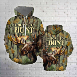 Moose Camo 3D All Over Print Shirt - 3D Hoodie - Brown