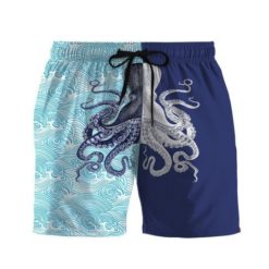 Octopus Summer Beach Hawaiian Shirt And Short Pant - Short Pant - Blue