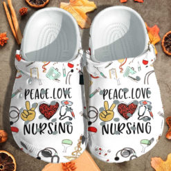 Peace Love Nursing Custom Clog Shoes - Clog Shoes - White