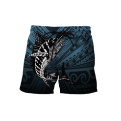 Personalized Name Amazing Polynesian Go Fishing All Over Print 3D Shirt - Short Pant - Blue