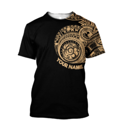 Personalized Name Amazing Polynesian Traditional Tattoo Lover All Over Print Shirt - 3D T-Shirt - Black