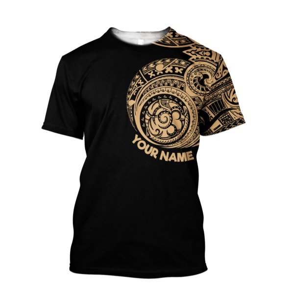 Personalized Name Amazing Polynesian Traditional Tattoo Lover All Over Print Shirt - 3D T-Shirt - Black