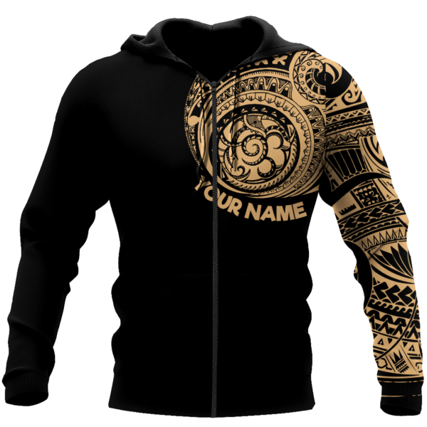 Personalized Name Amazing Polynesian Traditional Tattoo Lover All Over Print Shirt - 3D Zip Hoodie - Black