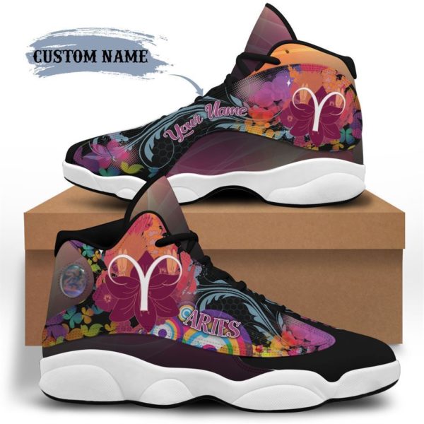 Personalized Name April Birthday Air Jordan 13 Shoes - Men's Air Jordan 13 - Purple