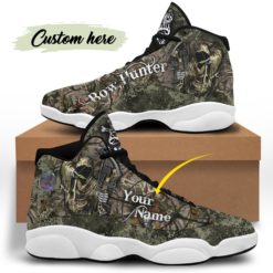 Personalized Name Bow Hunting Air Jordan Shoes Best Gift For Father's Day - Men's Air Jordan 13 - Black