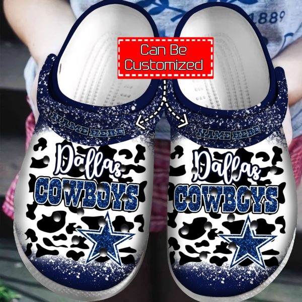 Personalized Name Dallas Cowboys Clog Shoes - Clog Shoes - Navy Blue