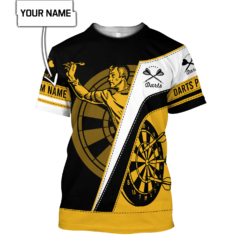 Personalized Name Darts Player All Over Print Shirt - 3D T-Shirt - Black