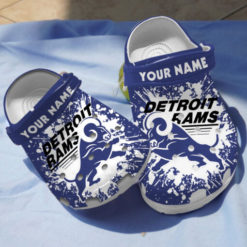 Personalized Name Detroit Rams Unisex Clog Shoes - Clog Shoes - Blue