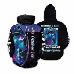 Personalized Name I Know Who I Am October Girl Birthday Gift All Over Print 3D Hoodie Zip Hoodie - 3D Zip Hoodie - Black