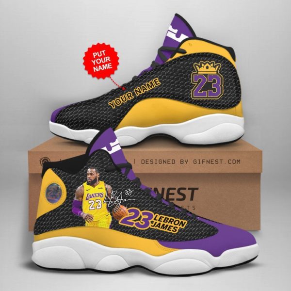 Personalized Name Lebron James Air Jordan 13 Shoes - Women's Air Jordan 13 - Purple