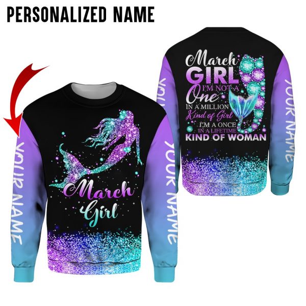 Personalized Name March Girl Birthday Gift All Over Print 3D Shirt Legging  Short Pant
