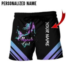 Personalized Name March Girl Birthday Gift All Over Print 3D Shirt Legging Short Pant - Short Pant - Black
