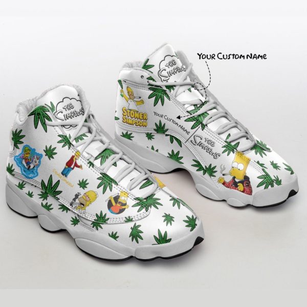 Personalized Name The Stoner Simpsons Air Jordan 13 Shoes - Women's Air Jordan 13 - White