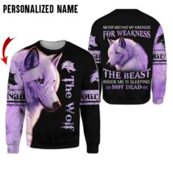 Personalized Name The Wolf For Weakness All Over Print 3D Shirt Legging - 3D Sweatshirt - Black