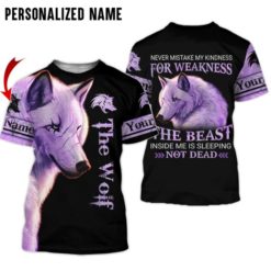 Personalized Name The Wolf For Weakness All Over Print 3D Shirt Legging - 3D T-Shirt - Black