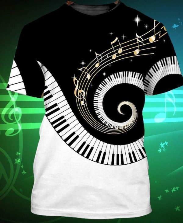 piano musical instrument 3d all over print 3d t shirt black s 600x733px Piano Musical Instrument 3D All Over Print
