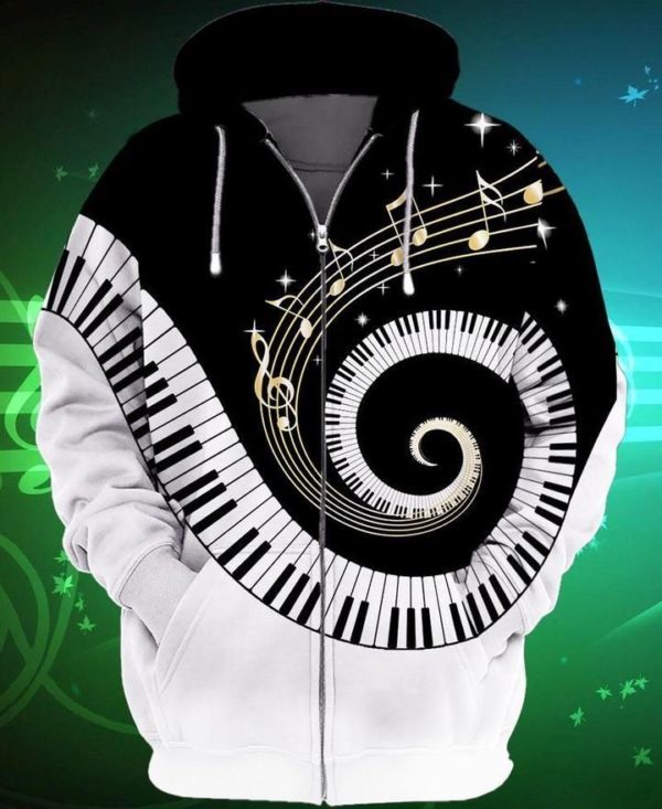 piano musical instrument 3d all over print 3d zip hoodies black s 600x733px Piano Musical Instrument 3D All Over Print