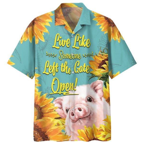 Pig Live Like Someone Left The Gate Open! Hawaiian Shirt And Short Pant - Hawaiian Shirt - Yellow