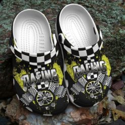 Racing Drag Girl Flag Unisex Clog Shoes - Clog Shoes - Black