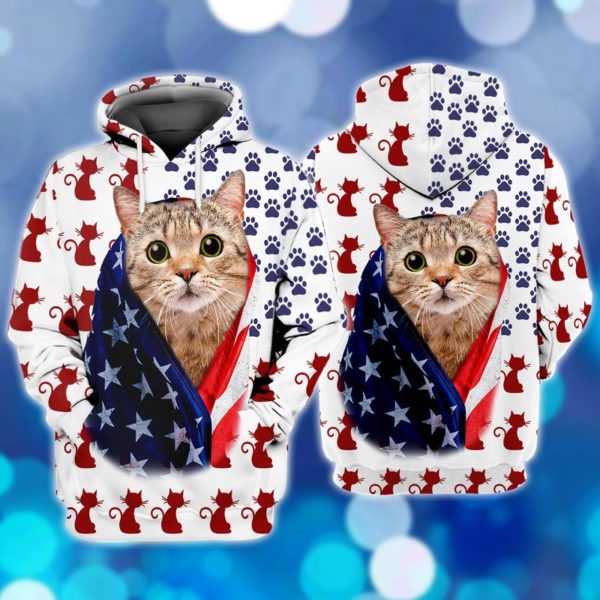 regular 523d05d7 3138 40b5 a87e f68c9115e8f1 600x600px Cute Cat American Flag Cat Lover All Over Print 3D Hoodie