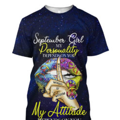 September Girl My Attitude Depend On You 3D T-shit Hoodie Zip Hoodie - 3D T-Shirt - Navy
