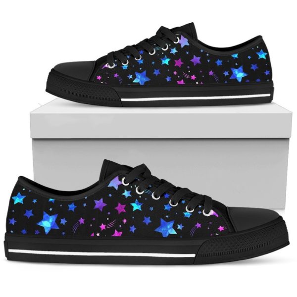 Stars Purple Pink Blue Stars Low Top Shoes For Men And Women - Women's Shoes - Black