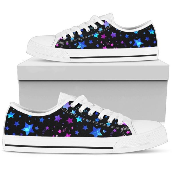 Stars Purple Pink Blue Stars Low Top Shoes For Men And Women - Women's Shoes - White