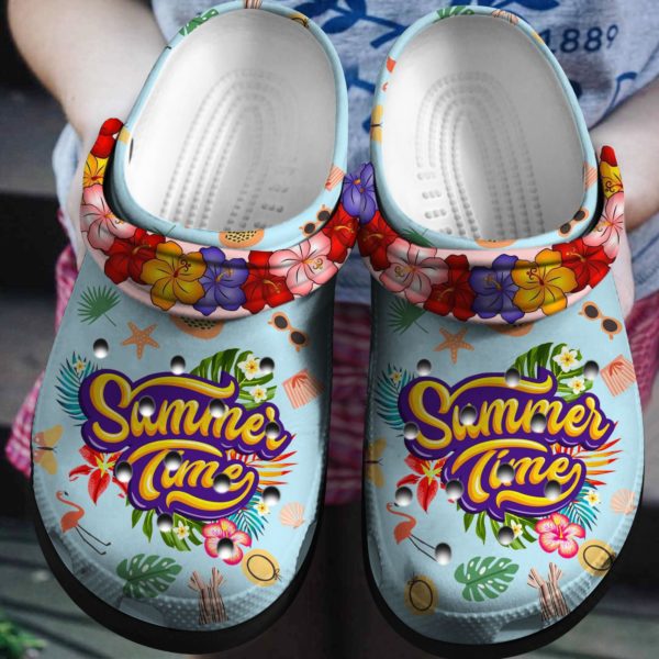 Summer Time Happy Summer Clog Shoes - Clog Shoes - Light Blue