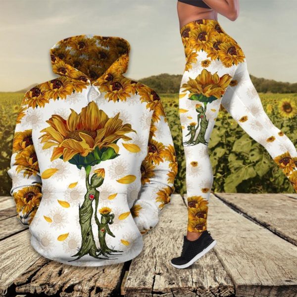 Sunflower Mom All Over Print Leggings Hoodie - AOP Legging - Yellow