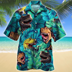 T-Rex Dinosaur Lovers Gift Hawaii Shirt - Hawaiian Shirt - Blue