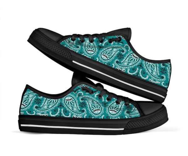 Teal Bandana For Men And Women Low Top Shoes - Women's Shoes - Black