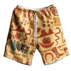 Texas Peace Love Texas Hawaiian Shirt And Short Pant - Short Pant - Brown