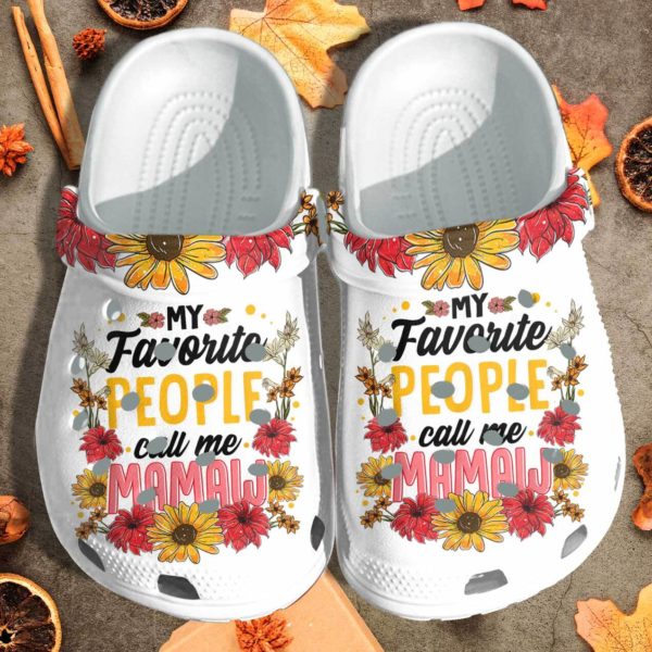 thumb show 40b4bebb e965 479f b5fe 3c3b1a1db5b0 600x600px My Favorite People Call Me Mamaw Sunflower Clog Shoes