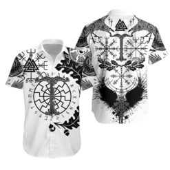 Viking Oak Leaf Hawaiian Shirt - Short-Sleeve Hawaiian Shirt - White