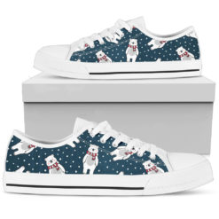 Warm Bear Winter Pattern Low Top Shoes - Men's Shoes - White