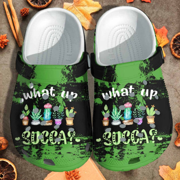 What Up Succa? Cactus Plants Clog Shoes - Clog Shoes - Green