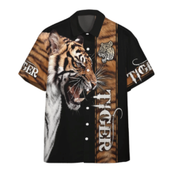 Wild Tiger Hawaiian Shirt And Short Pant - Hawaiian Shirt - Black