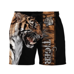 Wild Tiger Hawaiian Shirt And Short Pant - Short Pant - Black