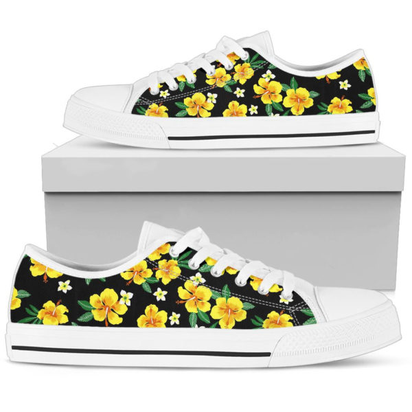 Yellow Flower Pattern Low Top Shoes - Men's Shoes - Yellow