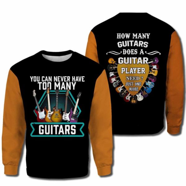 You Never Have Too Many Guitars All Over Print 3D Shirt - 3D Sweatshirt - Black