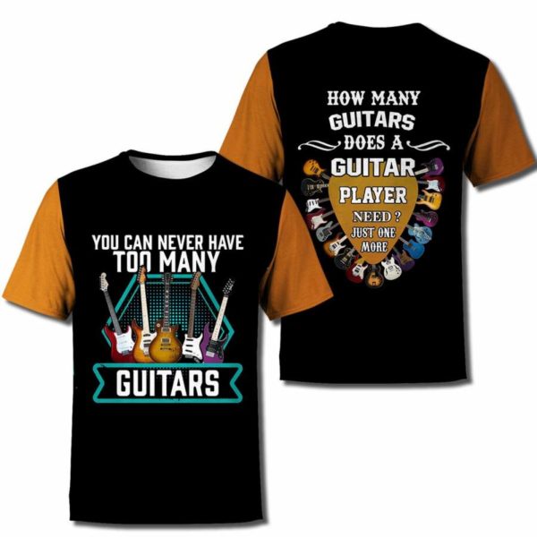 You Never Have Too Many Guitars All Over Print 3D Shirt - 3D T-Shirt - Black
