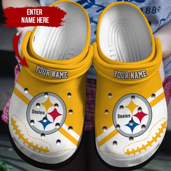 898ecb1e4bf912ce01dfb953e74d8a1d 600x600px Pittsburgh Steeler Logo Personalized Name Unisex Clog Shoes