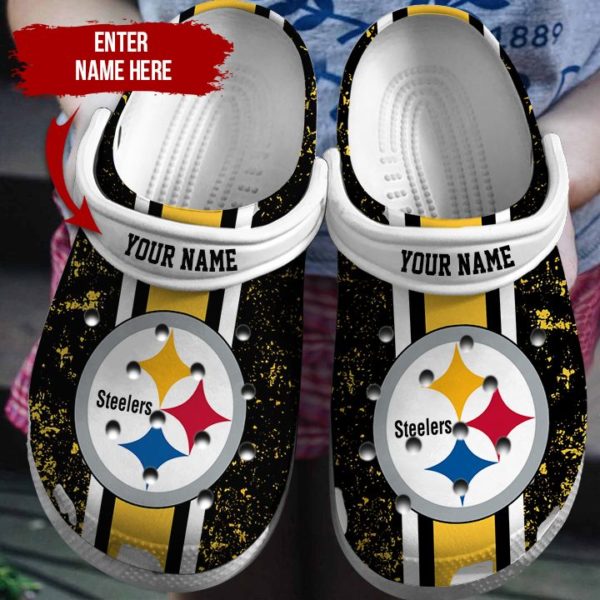 99065137db2adac5c604ff9864a1b40d 600x600px For Pittsburgh Steeler Fans Personalized Name Pittsburgh Steeler Unisex Clog Shoes.