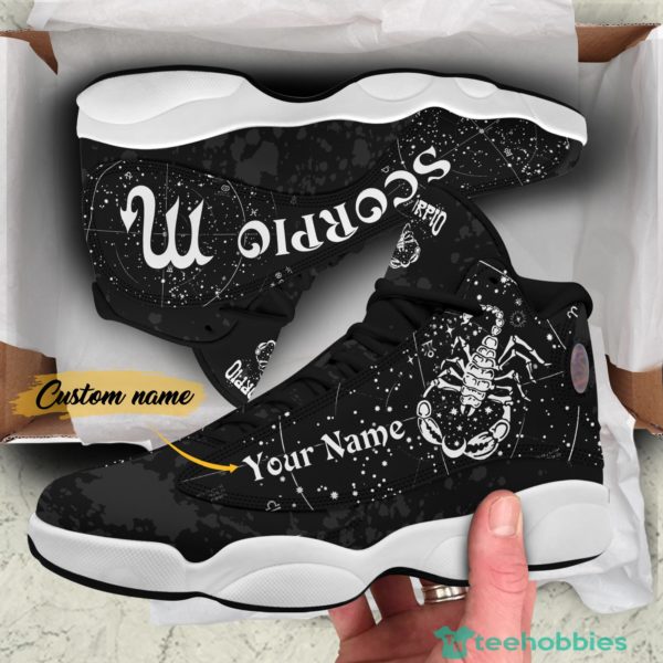 black and white scorpio zodiac personalized name air jordan 13 shoes 4 oaECr 600x600px Black And White Scorpio Zodiac Personalized Name Air Jordan 13 Shoes