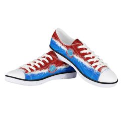 Class Of 2022 Red & Blue Burst Medallion Canvas Low Top Shoes - Men's Shoes - Red